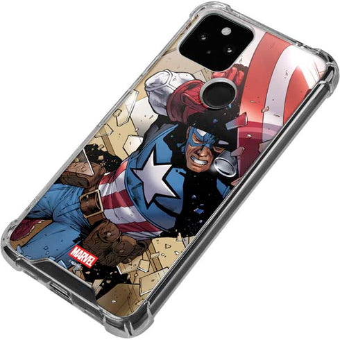 Marvel Captain America Epic Shield Break Google Pixel 5 Clear Case